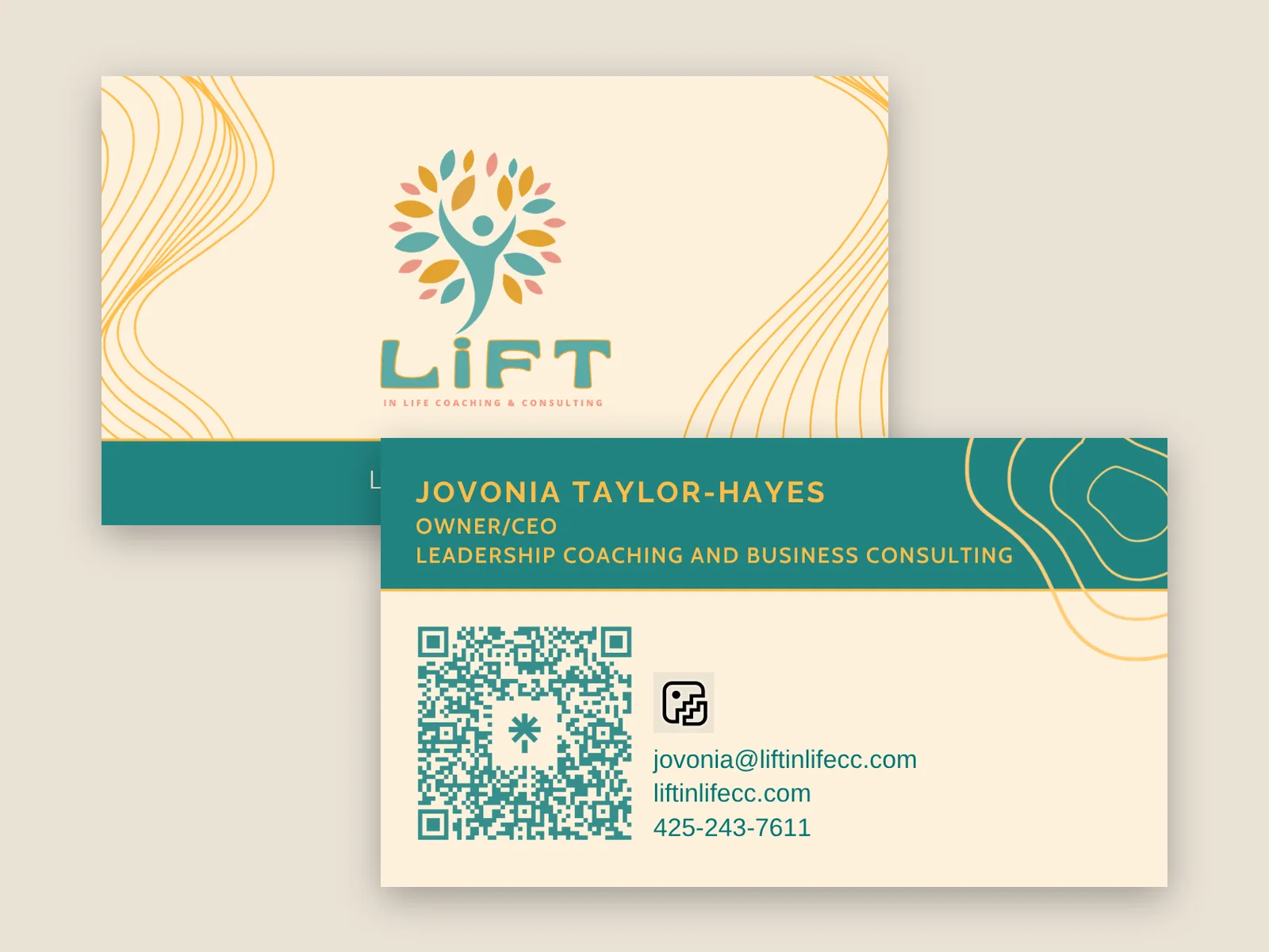 LIFT In Life Coaching business card design, front and back