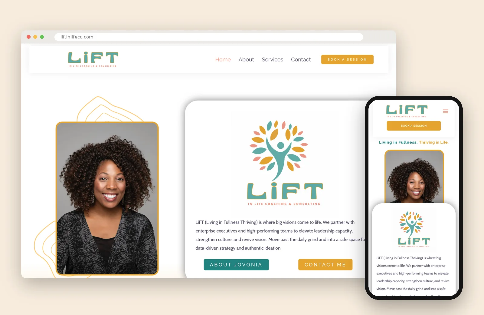 LIFT In Life Coaching & Consulting website design shown on desktop and phone